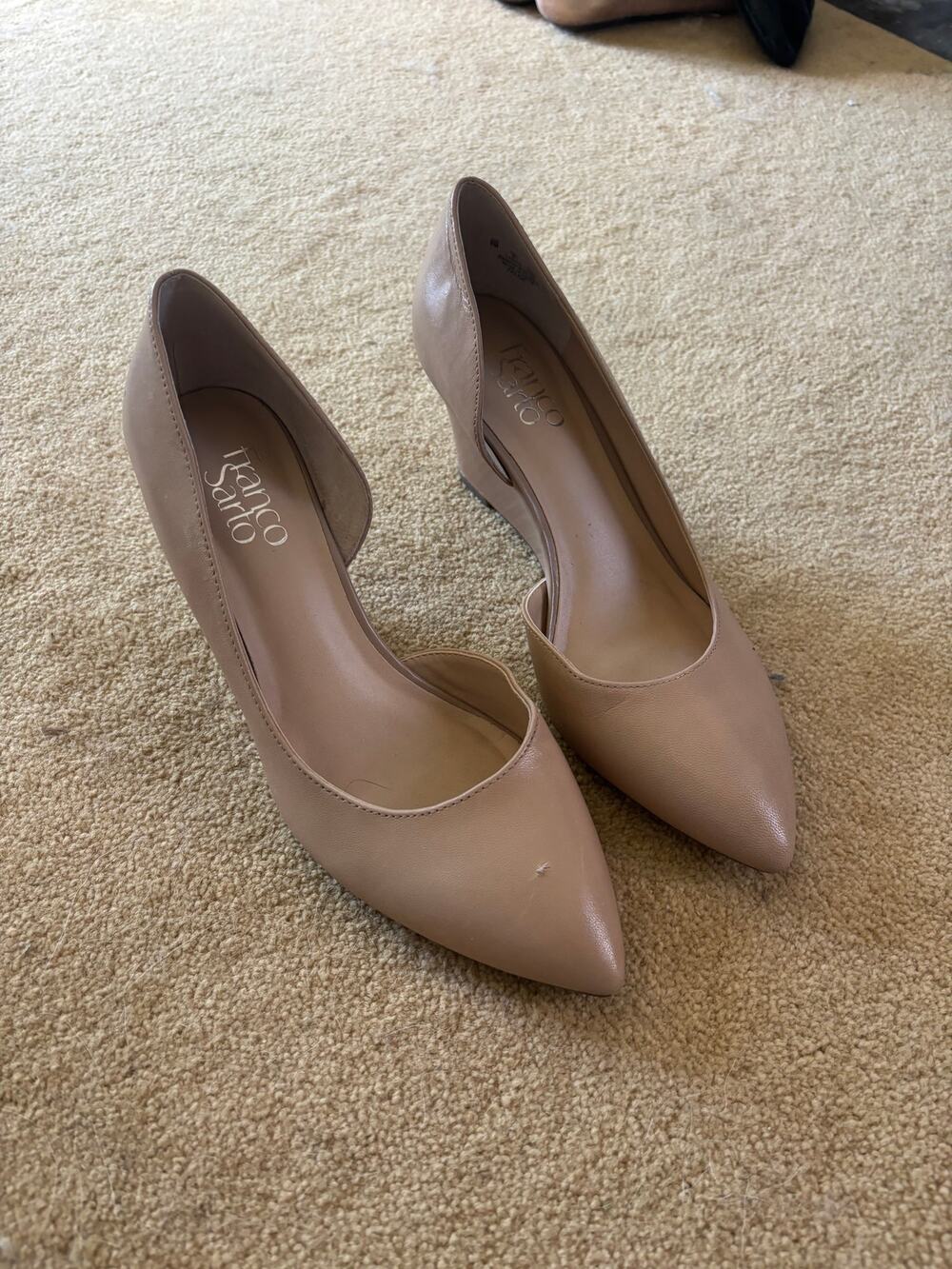 Franco Sarto Felice Nude Leather Pointed-Toe D'Orsay